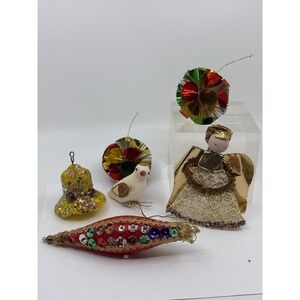Vintage 70's Christmas Ornament Lot Sequin Foil Beads